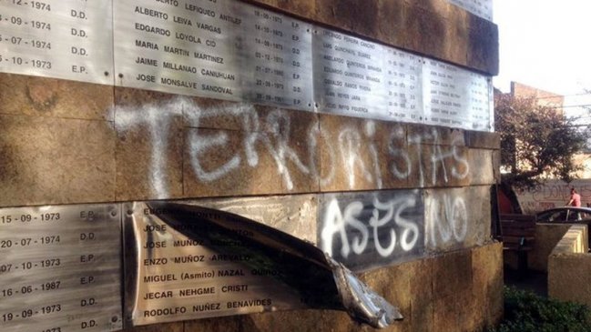 Rayados vandálicos afectan ahora a un memorial de detenidos desaparecidos en Temuco