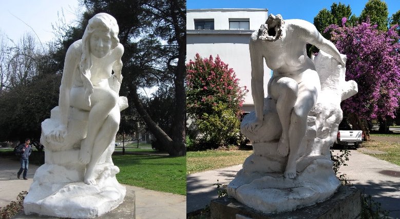 Vándalos decapitaron escultura patrimonial y robaron reactivos químicos en la UdeC