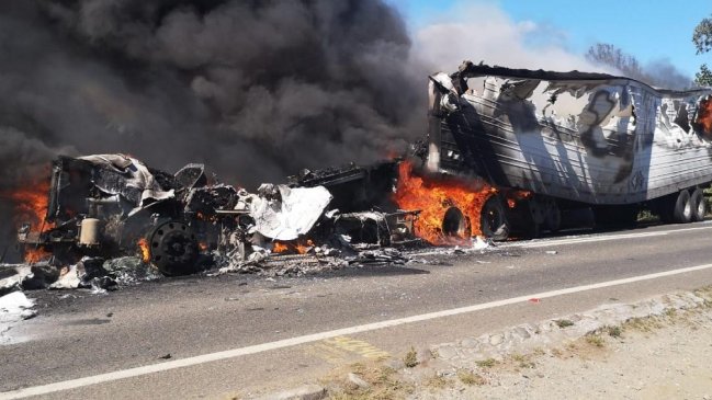 Turba de encapuchados quemó camión con 18 toneladas de jibia en Tirúa