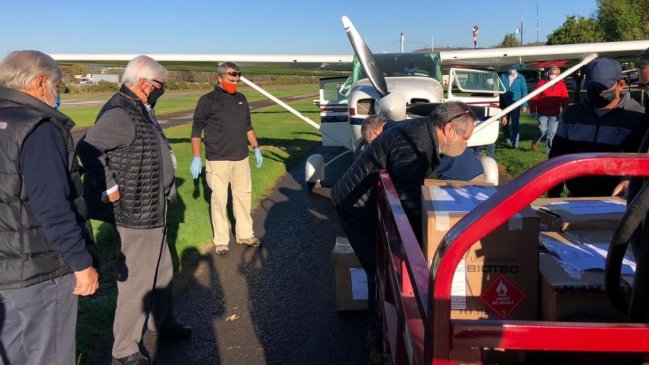 Municipalidad y Planeadores de Vitacura donaron mascarillas y alcohol gel a comunas de La Araucanía