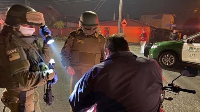 Ñuble registró anoche 99 personas detenidas por infringir el toque de queda
