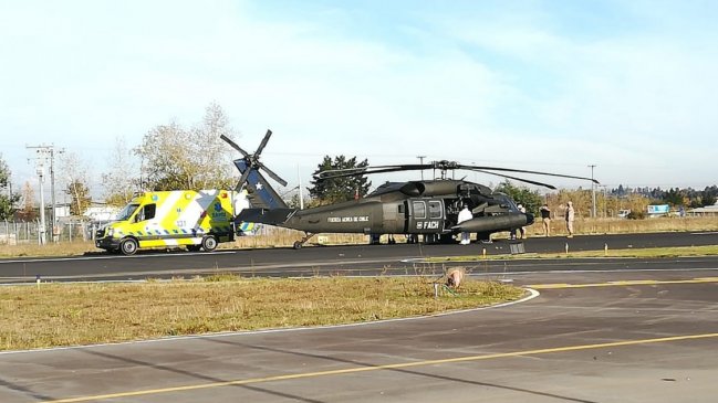 Inédito traslado en helicóptero de dos pacientes Covid-19 al Hospital de Talca