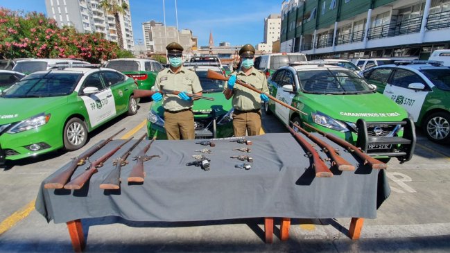 Incautan nueve armas largas durante fiscalización en Iquique