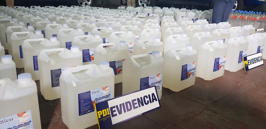 Incautan casi mil litros de alcohol gel artesanal en Concepción