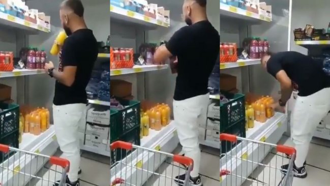 Identifican a pareja que bebía jugos y los volvía a tapar en supermercado