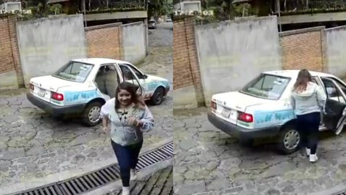 ¡Quedó grabado!: Descubren a mujer que robó ramo de flores y huyó en taxi