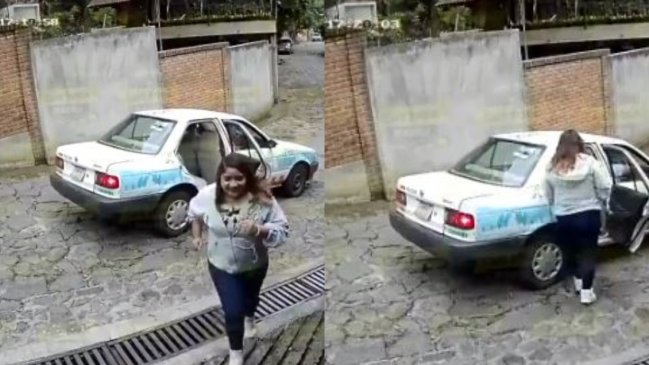 ¡Quedó grabado!: Descubren a mujer que robó ramo de flores y huyó en taxi