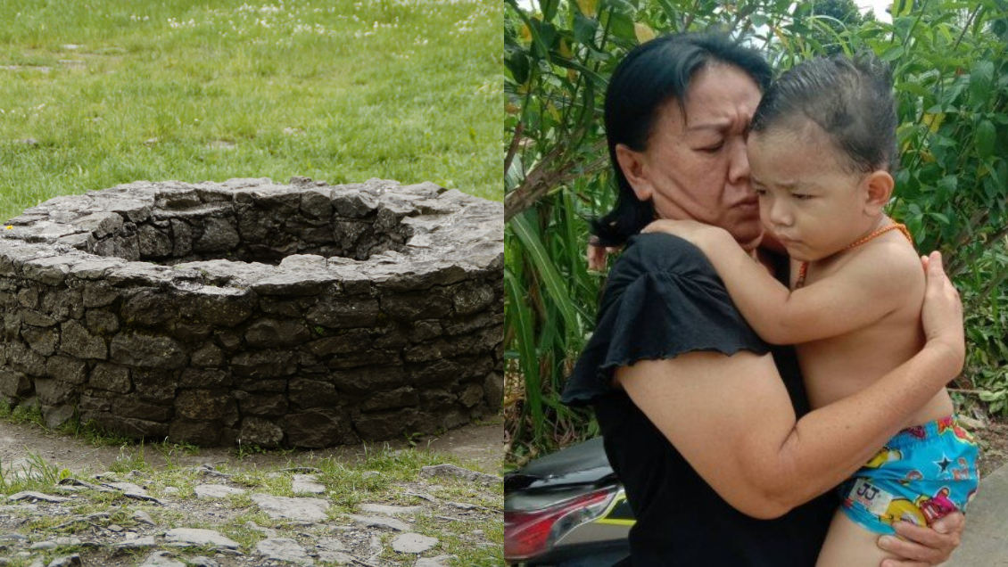 Mamá se lanzó a un pozo de 30 metros de profundidad para rescatar a su pequeño hijo