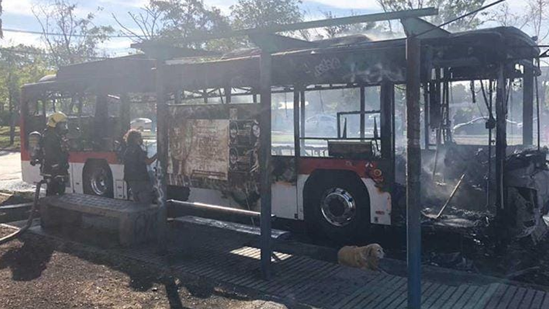 Bus del sistema Red fue quemado en Villa Francia