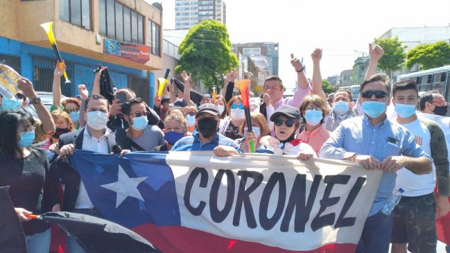 Manifestación de comerciantes de Lota y Coronel generó alta congestión vehicular en el Biobío