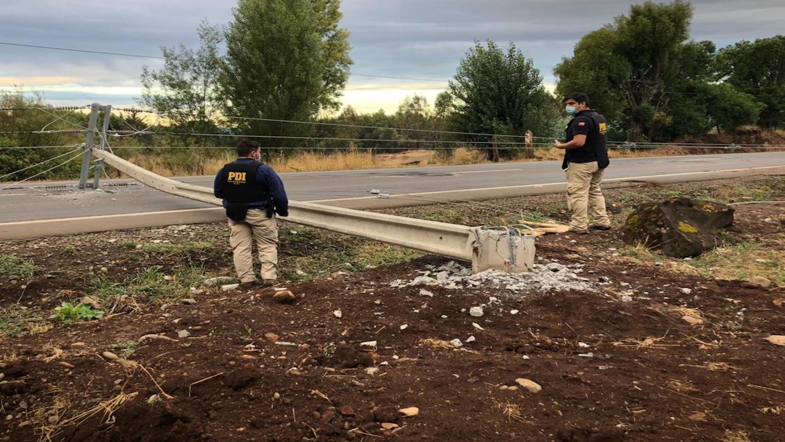 Derribo intencional de postes de luz causó problemas en Malleco