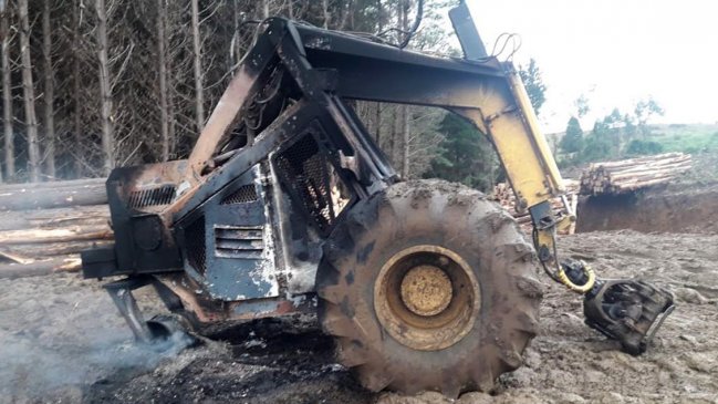 Nuevo ataque incendiario en el Biobío: Diez máquinas fueron quemadas en Cañete