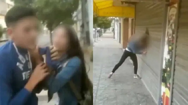 Violenta pelea viral: Discusión de pololos terminó con joven dándose cabezazos