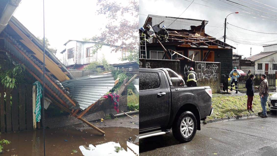 Tromba marina voló techos en Llanquihue