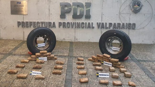 Dos detenidos por trasladar droga de Tarapacá a Valparaíso oculta en neumáticos