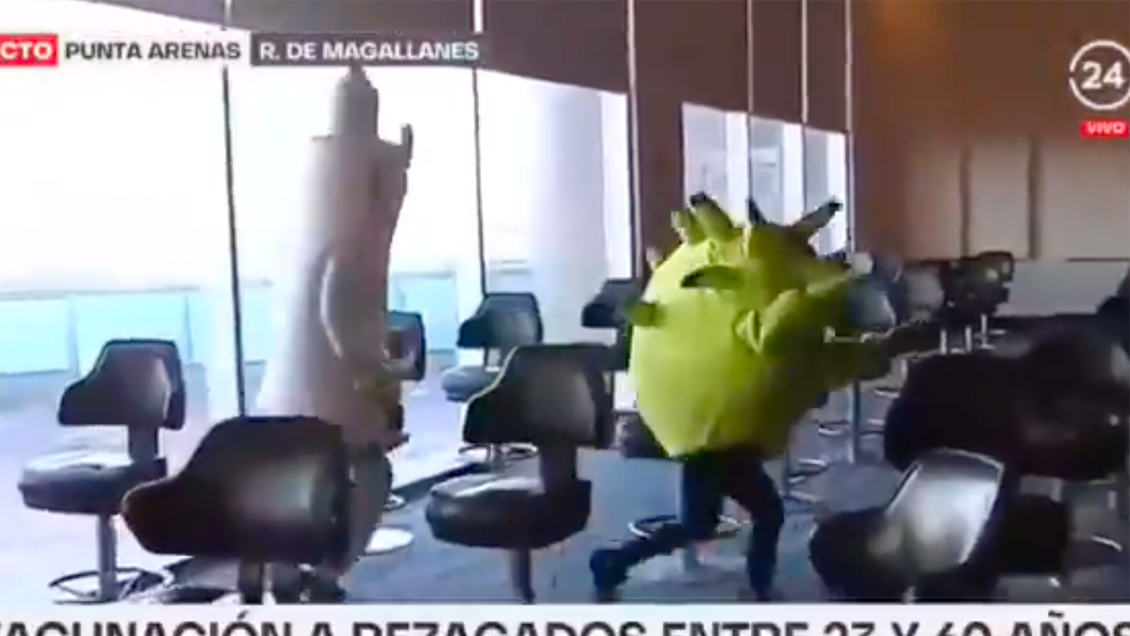 En Punta Arenas corpóreos de jeringa y coronavirus incentivan la vacunación