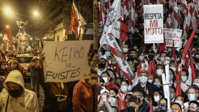 Con masivas marchas, Perú exhibió su división ante los intentos de impugnar resultados electorales