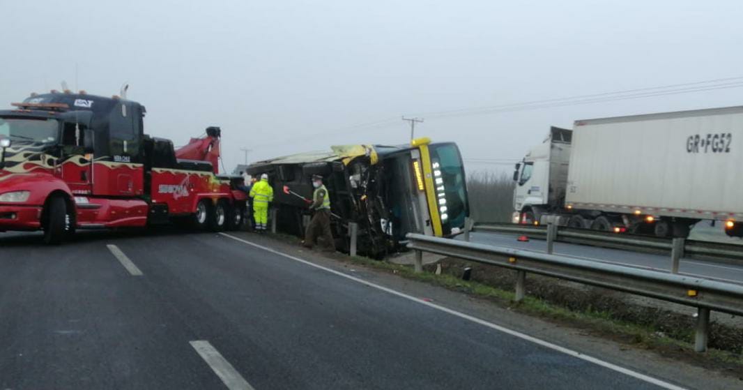 Ocho personas lesionadas dejó choque de bus con caballares en Longaví