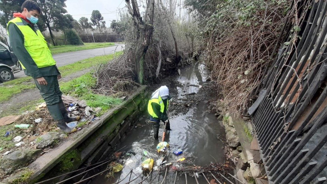 Limpian sumideros de aguas lluvia en Chillán: Sistema frontal se avecina