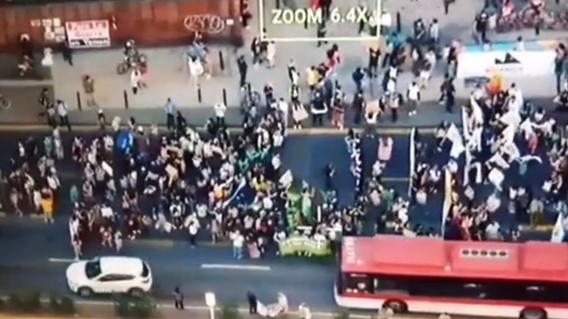 Marcha contra el cambio climático avanza por la Alameda