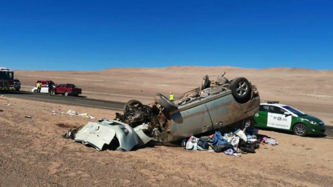 Bebé murió tras volcamiento de auto en Taltal