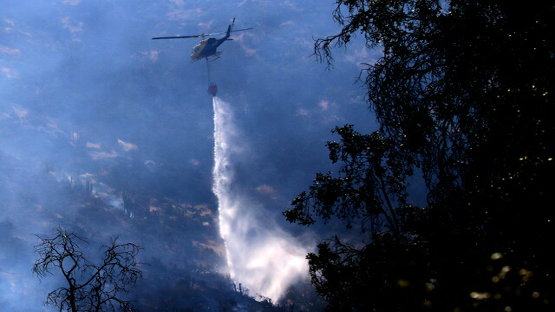 Controlado incendio forestal en el cerro Manquehue