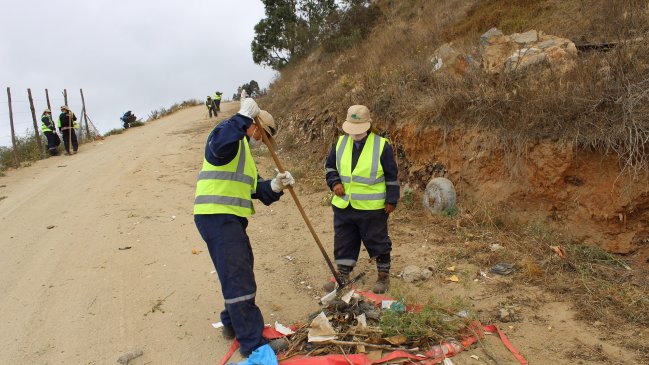 Retiran dos toneladas de material combustible por riesgo de incendio en cerro Mariposa de Valparaíso