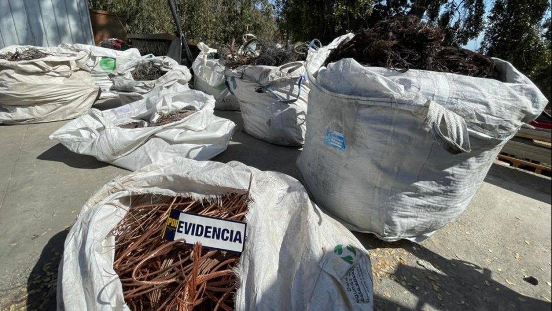 PDI de O'Higgins incauta cerca de 4 mil kilos de cable de cobre robado