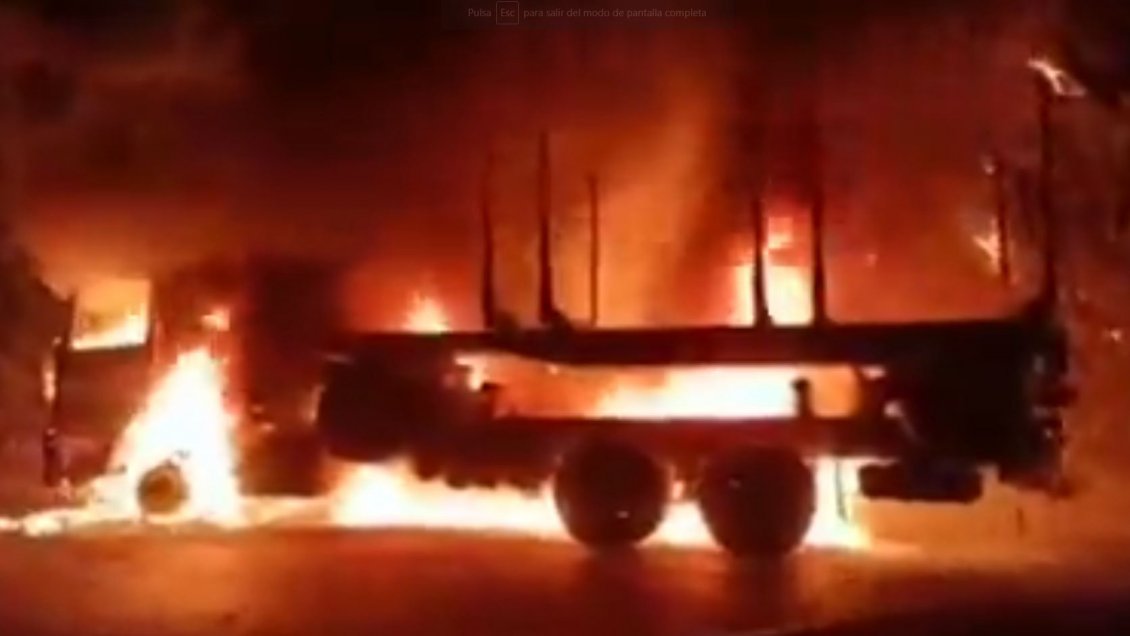 Tres camiones fueron quemados en las cercanías de Lumaco