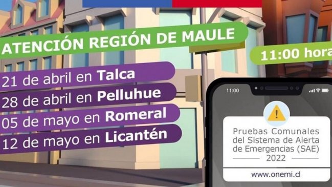 Celulares en Talca sonaron con alerta de prueba de Onemi