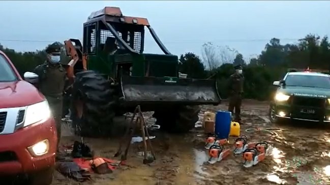 Carabineros detuvo in fraganti a banda dedicada al robo de madera en Curanilahue