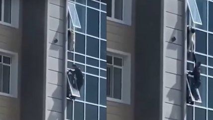  Hombre salvó a niña que colgaba de un octavo piso  