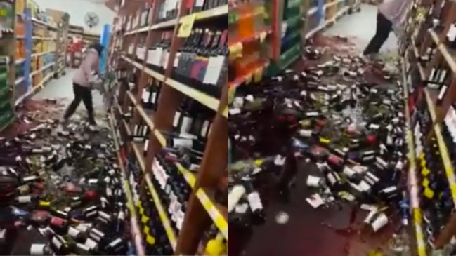 Una tragedia: mujer fue despedida de supermercado y destrozó las botellas de vino
