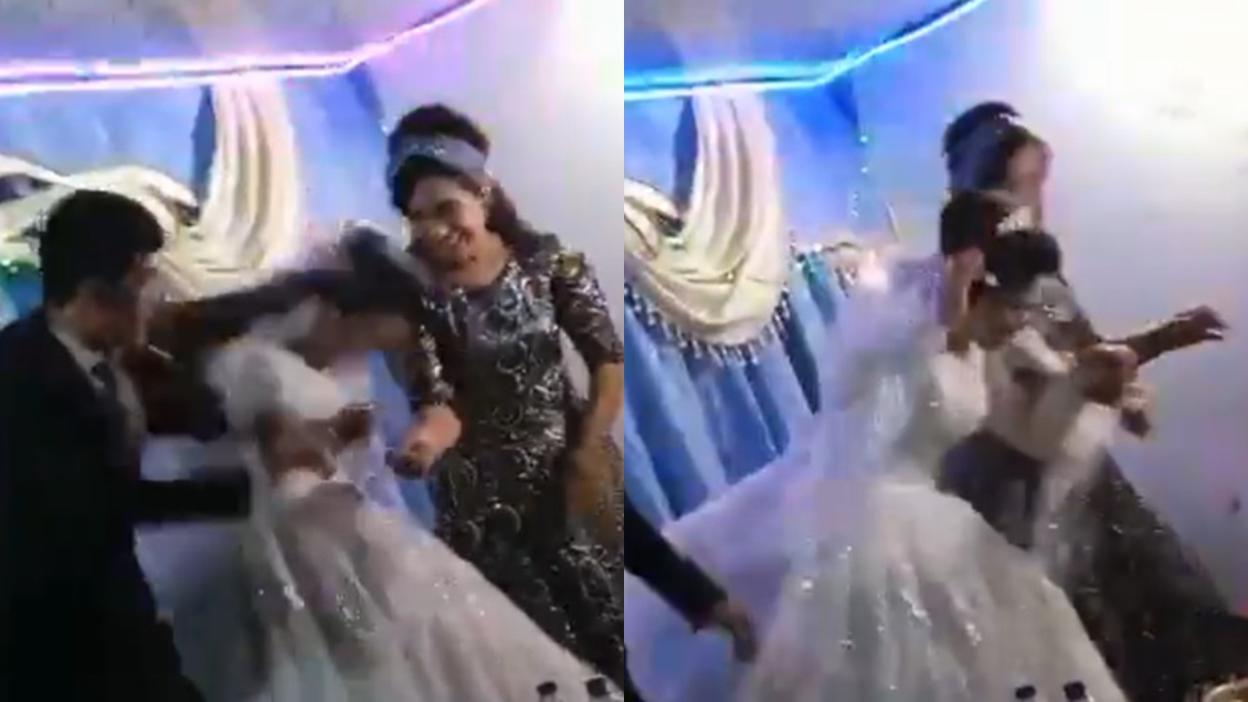 Novio golpeó a su esposa en plena boda, lo grabaron y provocó indignación