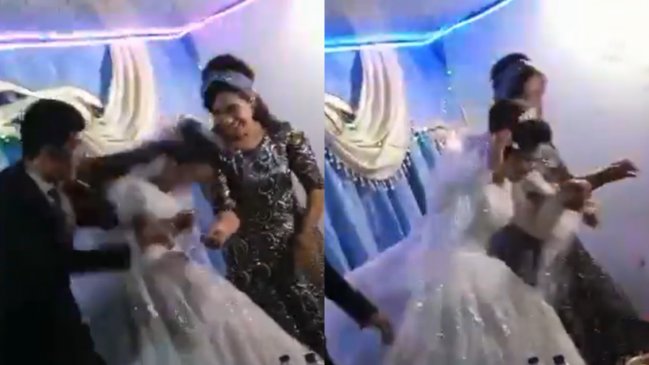 Novio golpeó a su esposa en plena boda, lo grabaron y provocó indignación
