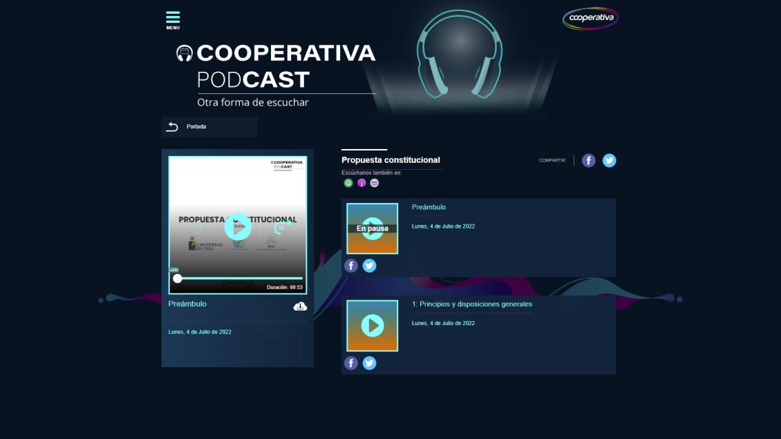 Escucha la propuesta de nueva Constitución en Cooperativa Podcast
