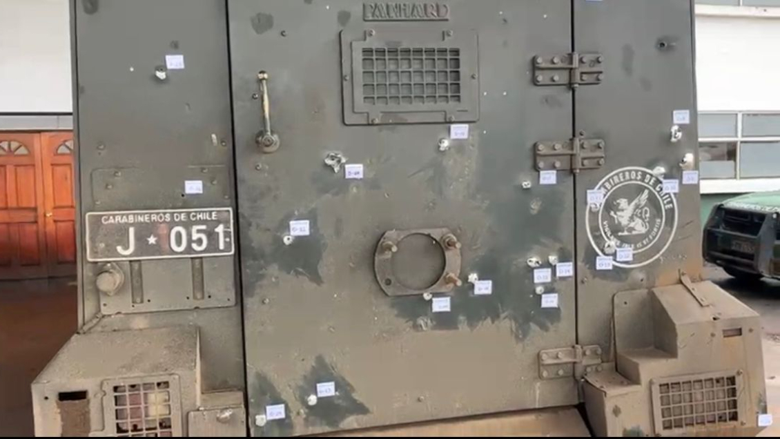 Vehículo blindado que trasladaba funcionarios de Carabineros fue baleado en Ercilla