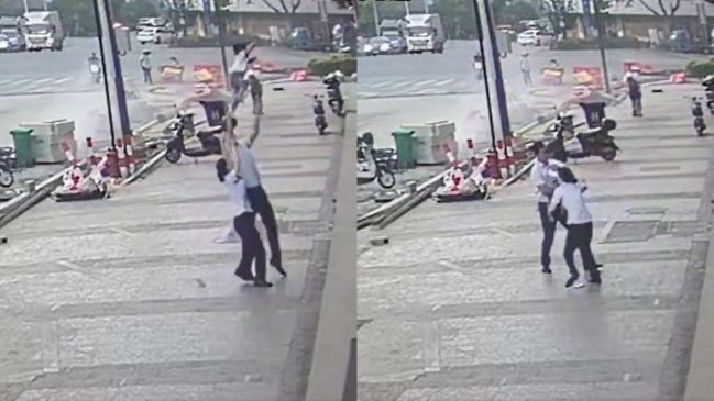 Transeúnte atrapó a niña pequeña que cayó desde sexto piso