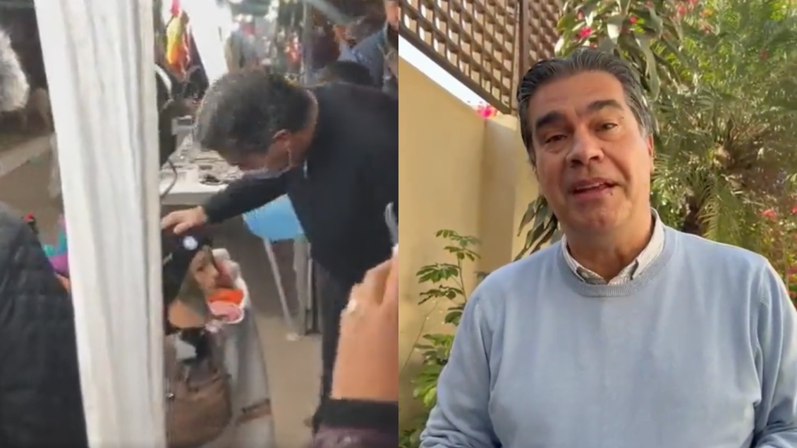 Político confundió a un maniquí con un niño y le besó la cabeza