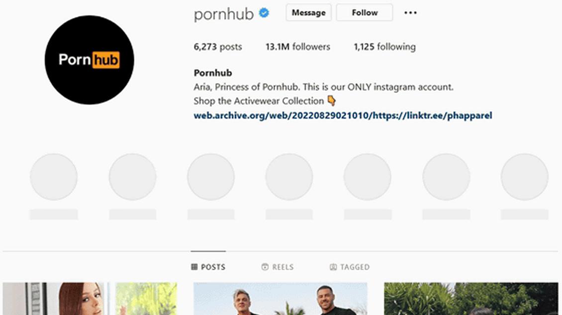 Instagram cerró la cuenta del sitio Pornhub