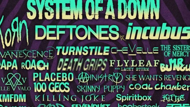 Nostalgia nü-metal: festival tendrá a System of a Down, Korn, Deftones, Incubus, Papa Roach y más