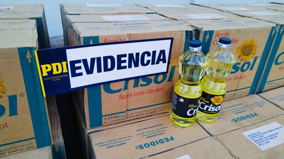 PDI detuvo a dos personas por receptación tras robo de 500 cajas de aceite en Arica