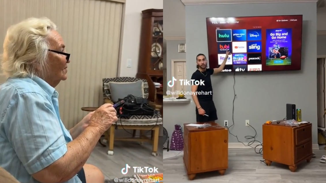 Joven le enseña a su abuelita a usar el televisor y es aplaudido en redes sociales