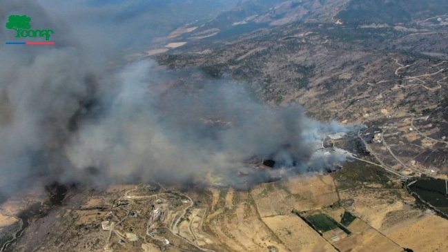   Incendio forestal motiva alerta roja en Curicó 