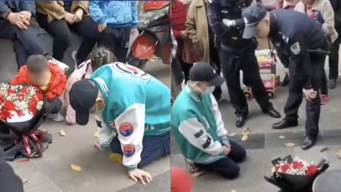 Hombre pasó 21 horas arrodillado para rogarle a su ex polola que volviera con él