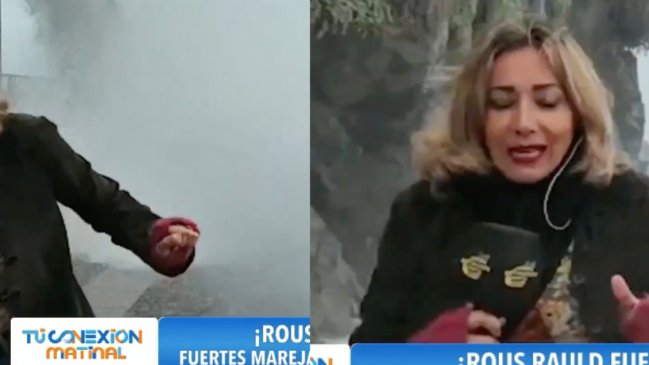 Periodista quedó empapada al ser alcanzada por marejadas mientras reporteaba en Cartagena