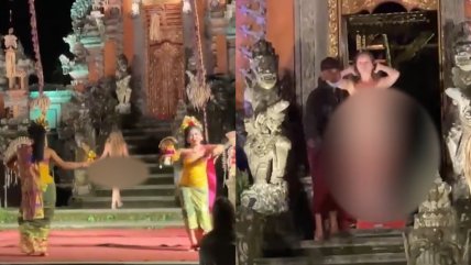   Quería protestar: Turista se desnuda en plena ceremonia sagrada en templo de Bali 