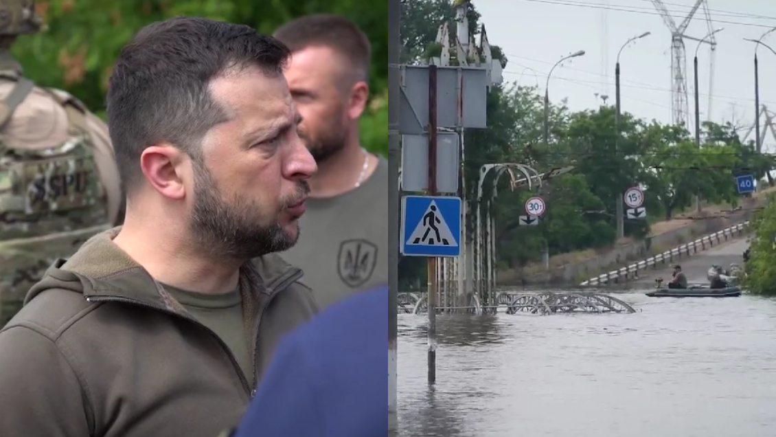 Zelenski visita Jersón para coordinar las labores de rescate por el desastre de la presa