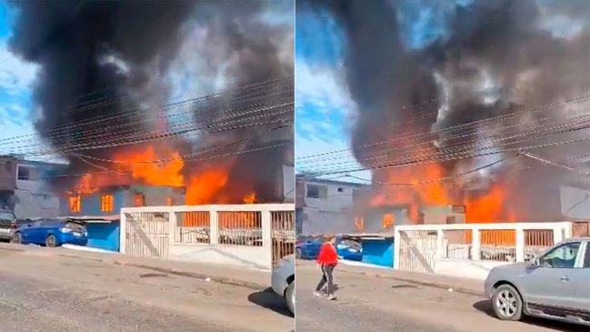 Investigan intencionalidad en incendio que consumió dos casas en Iquique