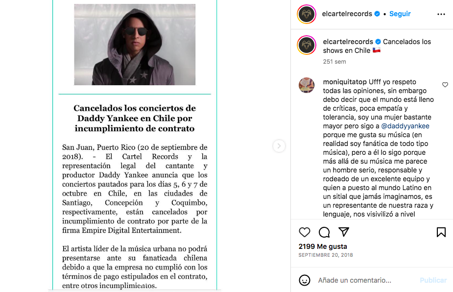 Daddy Yankee contra una productora chilena